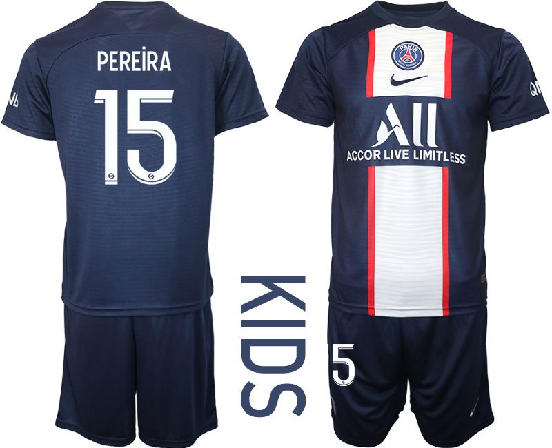 Pereira 15 Paris Saint-Germain Fußballtrikots 202223 PSG Kinderheim Trikot Blau