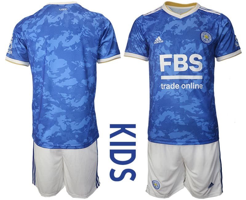 Personalisierbar Leicester City 2021-2022 Kinderheim Trikot blau weiß