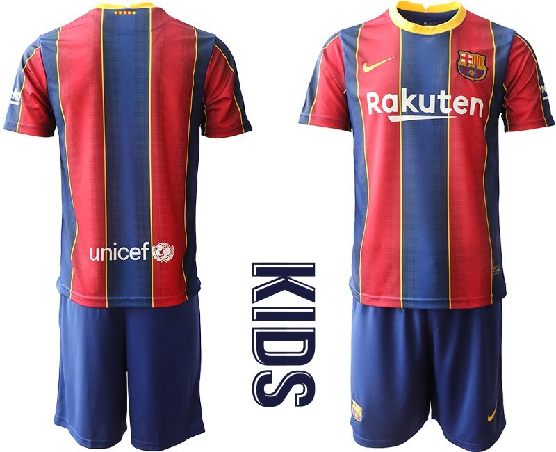 Personalisierte Trikots FC Barcelona 2020-21 Home Trikot Set Kindertrikot für draußen