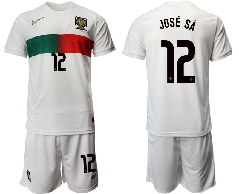 Portugal Auswärtstrikot WM 2022 weiß Trikotsatz Kurzarm + Kurze Hosen José Sá #12