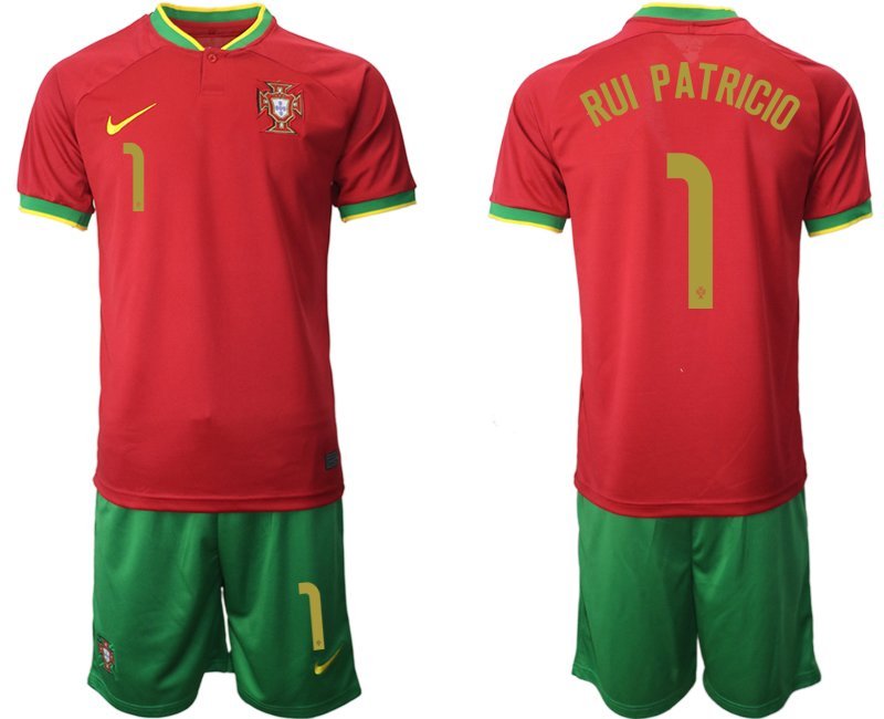 Portugal WM 2022 Heimtrikot rot und grün Trikotsatz Kurzarm + Kurze Hosen RUI PATRICIO 1
