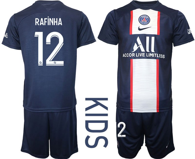 RAFiNHA #12 Paris Saint-Germain Fußballtrikots 202223 PSG Kinderheim Trikot Blau