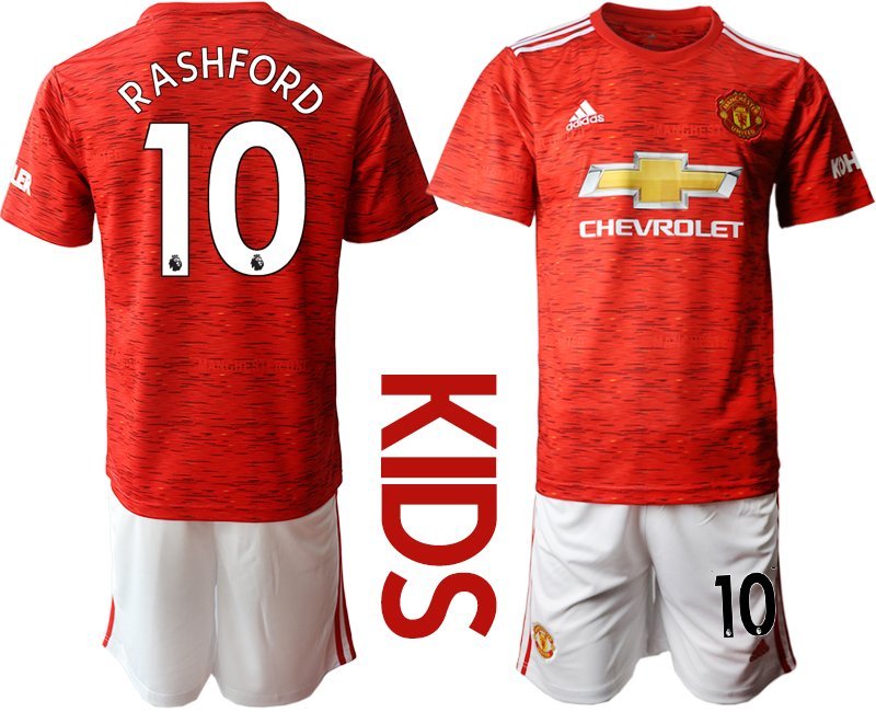 Rashford 10 Man Utd 2020-21 Heimtrikot rot Kindertrikot für draußen