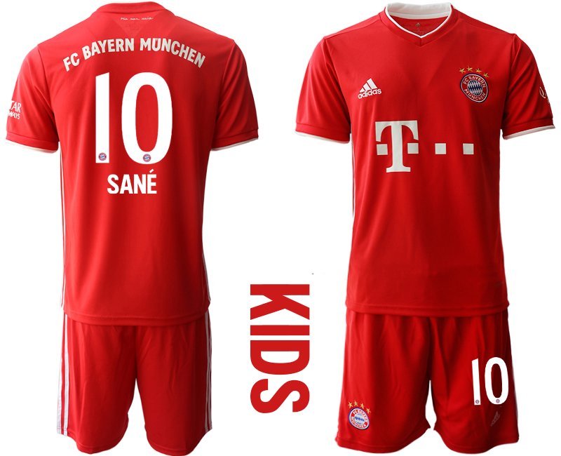 Sané 10 FC Bayern München Heim Trikot 2020-2021 rotweiß Trikotsatz Kinder