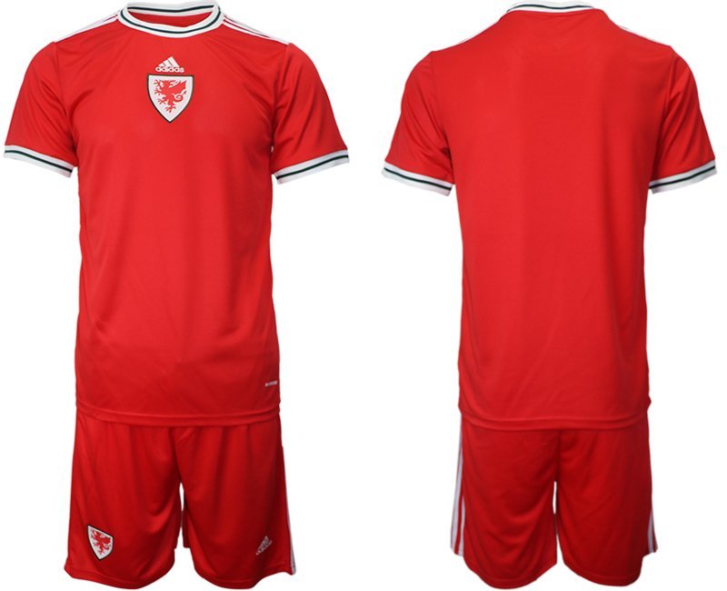 Wales Heimtrikot 2022 Trikotsatz rot Kurzarm + Kurze Hosen