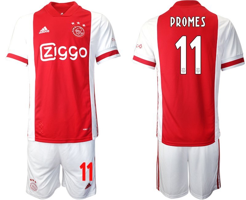 Ajax Amsterdam Heimtrikot 2020-2021 weiß rot Fußballtrikot Kurzarm Promes 11
