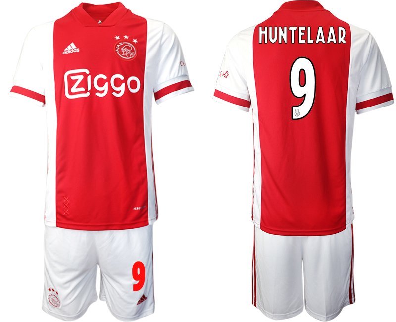 Ajax Amsterdam Heimtrikot 2020/21 weiß rot Fußballtrikot Kurzarm Huntelaar 9