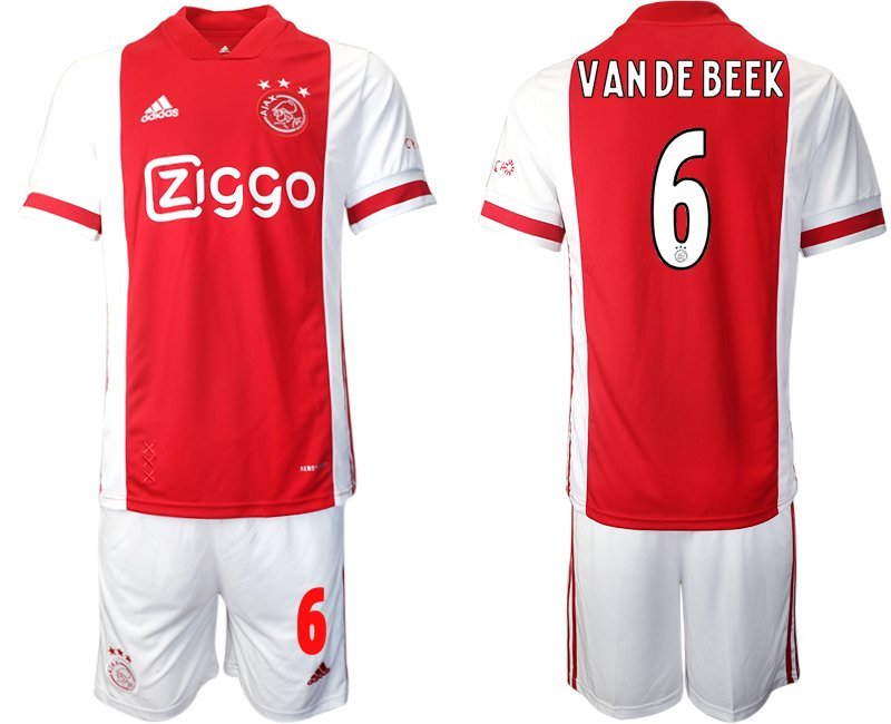 Ajax Amsterdam Heimtrikot 2020/21 weiß rot Fußballtrikot Kurzarm Van De Beek 6