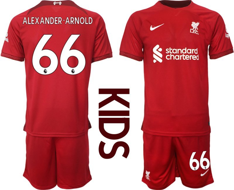 Alexander-Arnold 66 FC Liverpool 2022-23 Heimtrikot rot weiß Kindertrikot für draußen