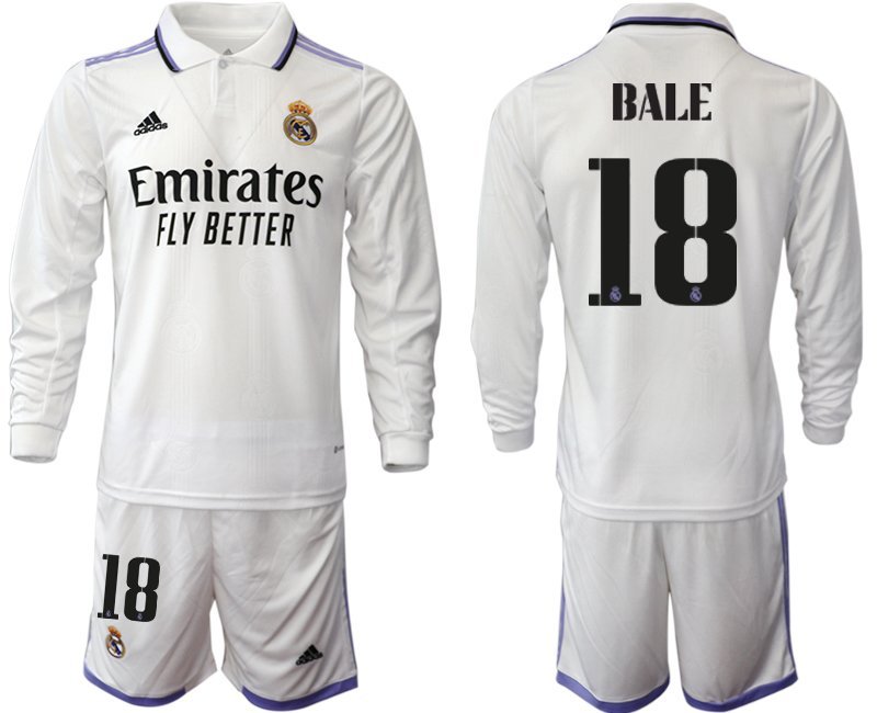 Bale 18 Real Madrid Heimtrikot 2022-23 weiß Langarm Herren Trikot