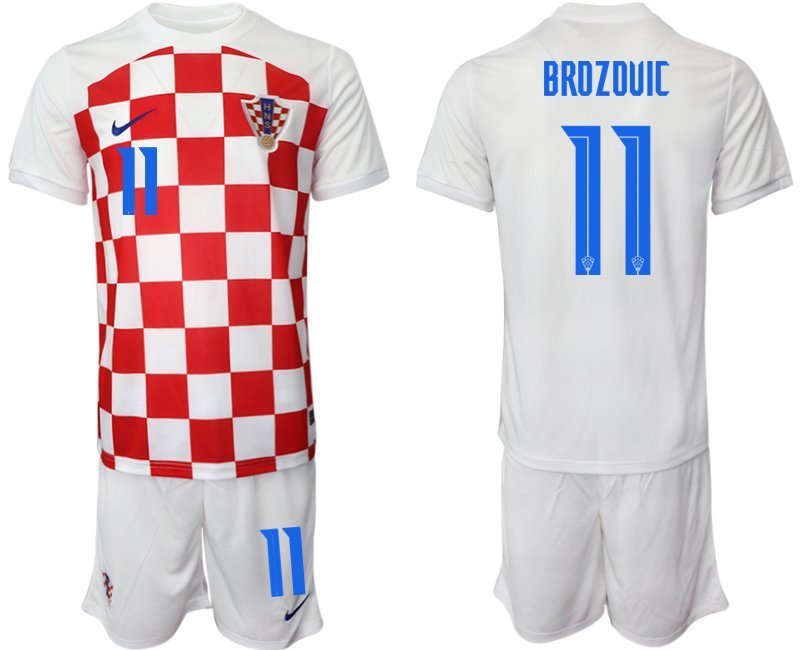 Brozovic 11 Kroatien Heimtrikot WM-2022 weiß rot Fußballtrikots Set Herren