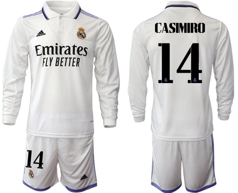 Casemiro 14 Real Madrid Heimtrikot 2022-23 weiß Langarm Herren Trikot