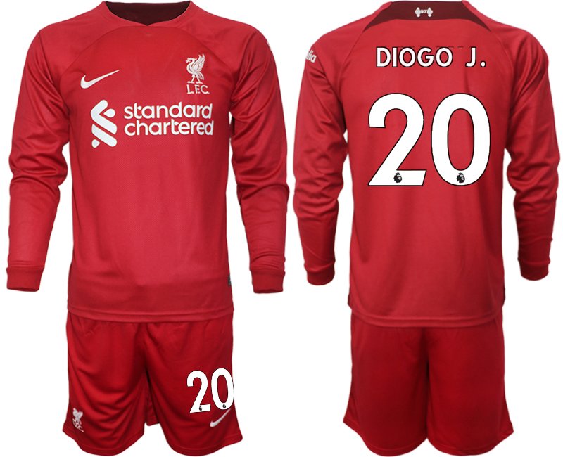 Diogo J. 20 Liverpool FC Heimtrikot 2022-2023 rot Langarm Fussballtrikot Herren