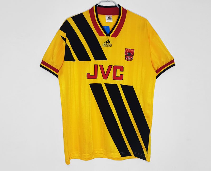FC Arsenal 1993-94 Auswärtstrikot Gelb JVC Fußballtrikots Kurzarm