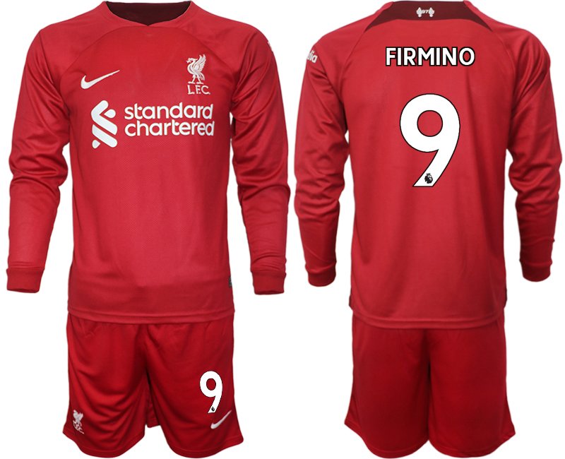 FIRMINO 9 Liverpool FC Heimtrikot 2022-2023 rot Langarm Fussballtrikot Herren