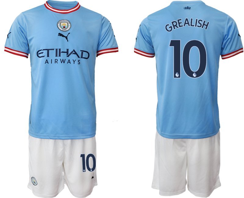 Grealish 10 Manchester City Kinderheim Trikot 2022-23 Man City blau weiß Herren