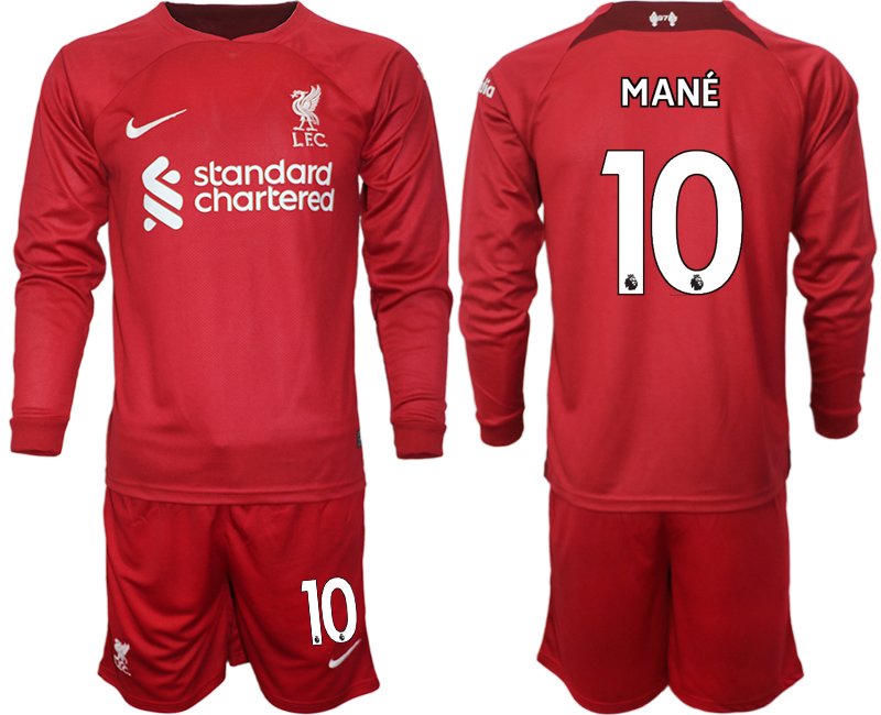 Heißer Verkauf Liverpool FC Heimtrikot 2022-2023 rot Langarm Fussballtrikot Mané 10