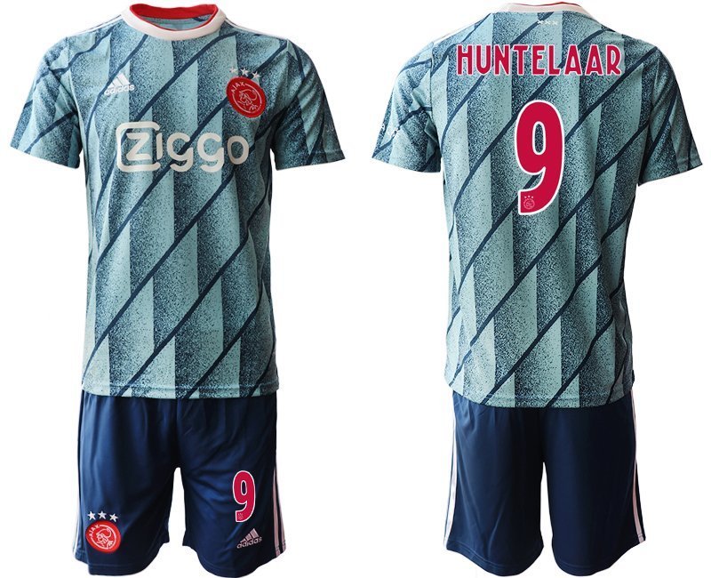 Herren Ajax Amsterdam Auswärtstrikot 2020-2021 blau Fußballtrikot Huntelaar 9