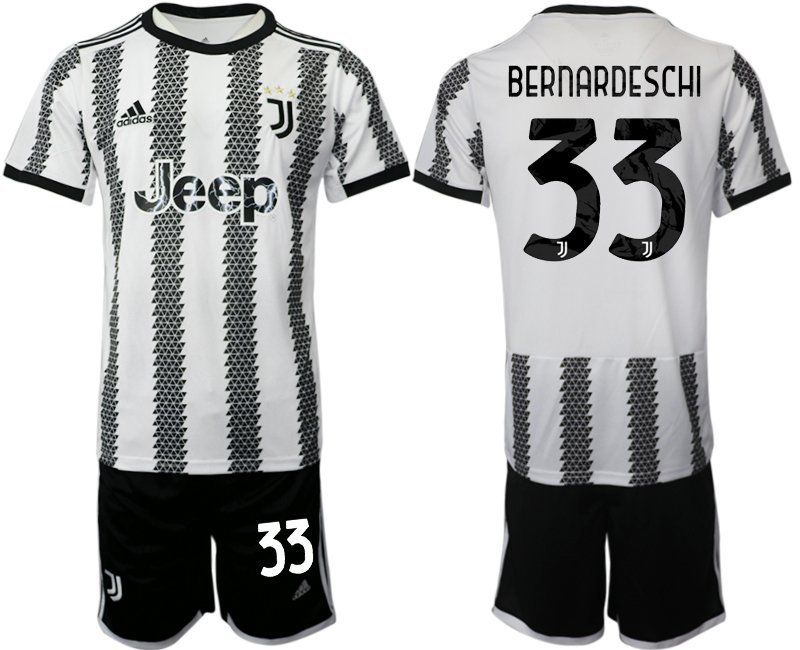 Herren Juventus Turin Heimtrikot 2022/23 weiß schwarz Fußballtrikot Bernardeschi 33