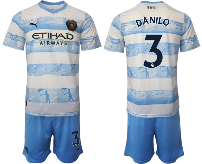 Herren Manchester City FC Trikot 93:20 Anniversary Trikotsatz Kurzarm Weiss Danilo 3