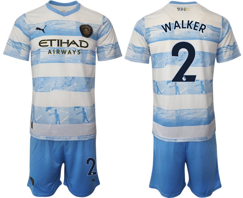 Herren Manchester City FC Trikot 93:20 Anniversary Trikotsatz Kurzarm Weiss Walker 2