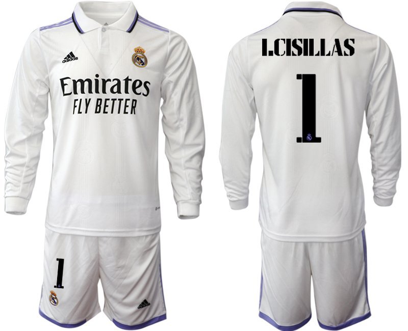 Herren Real Madrid Heimtrikot 22-23 weiß Langarm mit Aufdruck I.Casillas 1