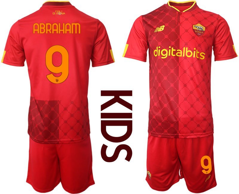 Kinder AS Roma Heimtrikot 2022/23 rot Fußballtrikot ABRAHAM 9