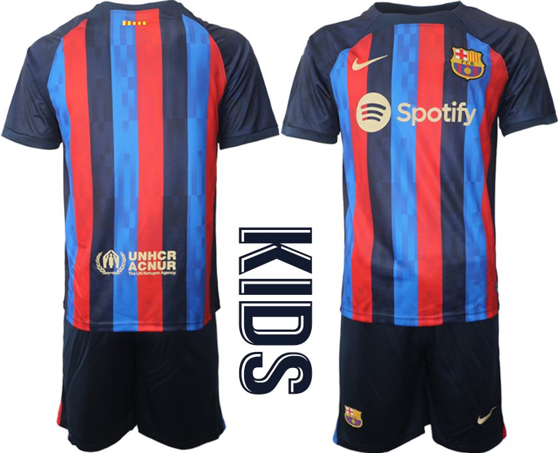 Kinder FC Barcelona Herren Heim Trikot 2022-23 dunkelblau