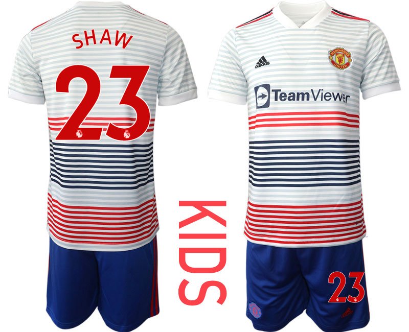 Kinder Manchester United Auswärtstrikot 2022/23 weiß Fußballtrikot SHAW 23