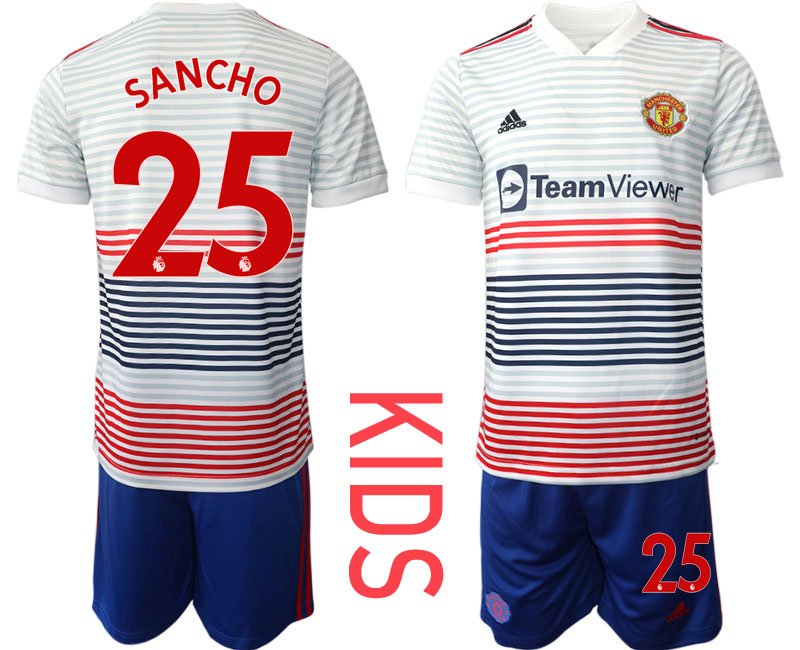 Kinder Manchester United Auswärtstrikot 202223 weiß Fußballtrikot Sancho 25