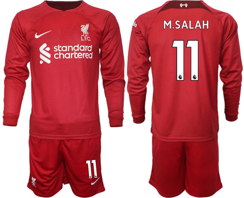 Liverpool FC Heimtrikot 2022-2023 rot Langarm Fussballtrikot M. Salah 11