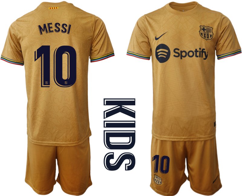 MESSI 10 FC Barcelona 22-23 Auswärtstrikot Goldene Fußballtrikot Kinder