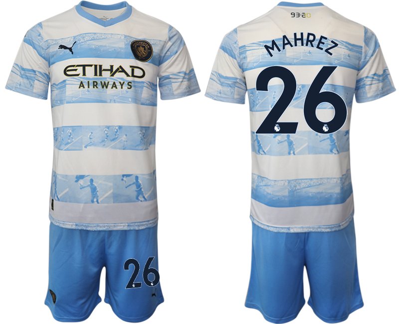 Mahrez 26 Manchester City FC 93:20 Anniversary Neuen Fußball-Trikot Weiss Blau