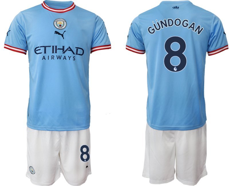 Manchester City Heimtrikot 2022-23 Man City blau weiß Fußballtrikot Gündogan 8