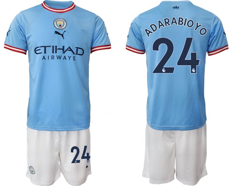 Manchester City Heimtrikot 2022-23 Man City blau weiß Kinder Trikot Adarabioyo 24