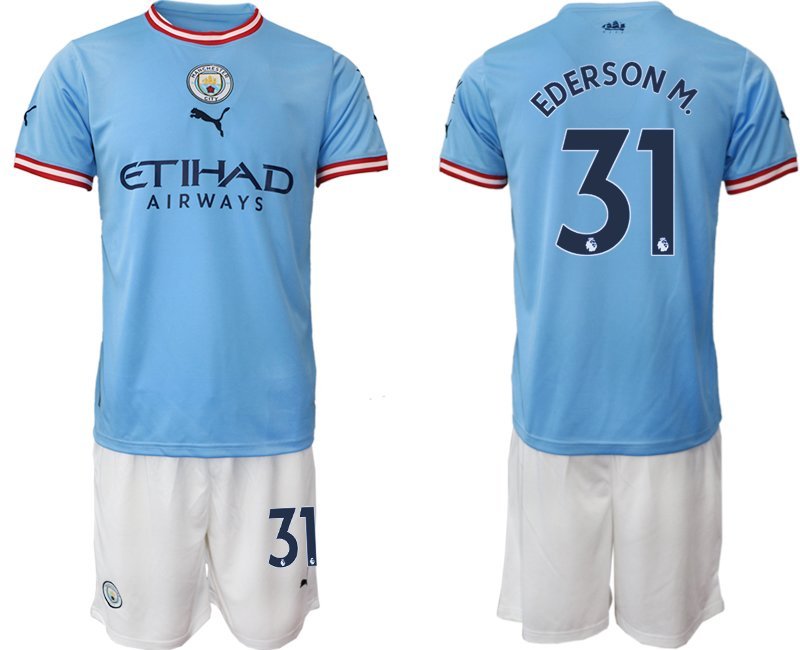Manchester City Heimtrikot 2022-23 Man City blau weiß Kinder Trikot Ederson M. 31