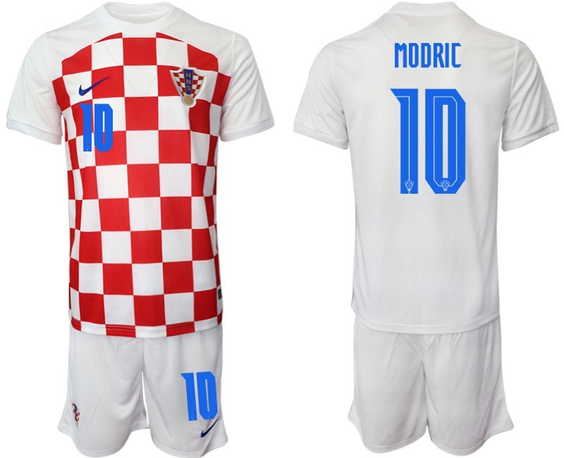 Modrić 10 Kroatien Heimtrikot WM-2022 weiß rot Fußballtrikots Set Herren