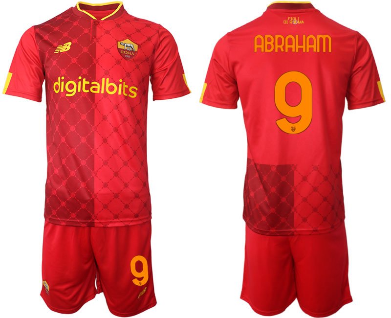 Neuen Fussballtrikot ABRAHAM 9 AS Roma Heimtrikot 2022-23 rot gelben Trikot Herren