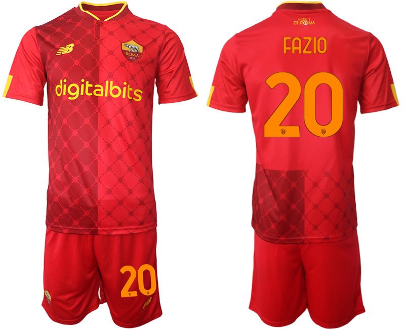 Neuen Fussballtrikot AS Roma Heimtrikot 2022-23 rot gelben Trikot Herren Fazio 20