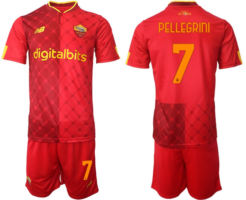 Neuen Fussballtrikot AS Roma Herren Heimtrikot 2022-23 rot gelben Trikot PELLEGRINI 7