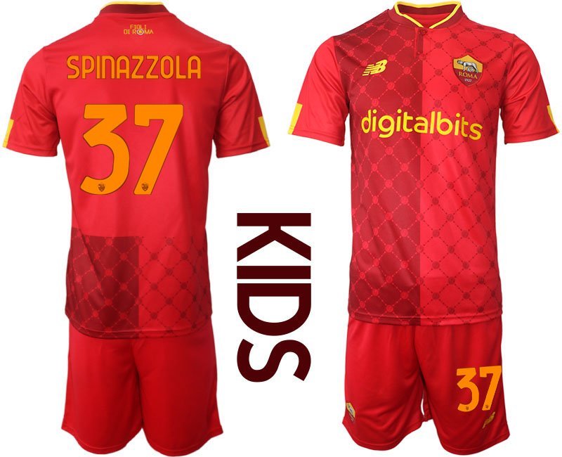 SPINAZZOLA 37 AS Roma Heimtrikot 2022-2023 rot Fußballtrikot Kinder