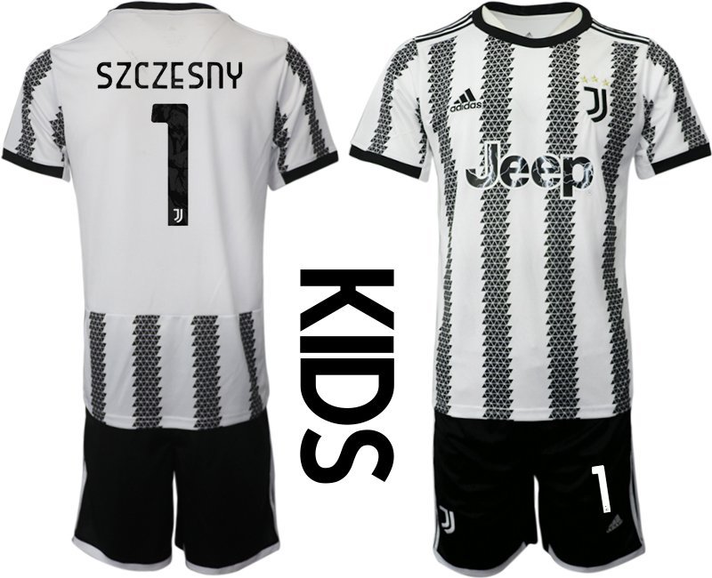 Szczesny 1 Juventus Turin Heimtrikot 2022-23 JSY Y weiss schwarz Trikotsatz Kurzarm Kinder