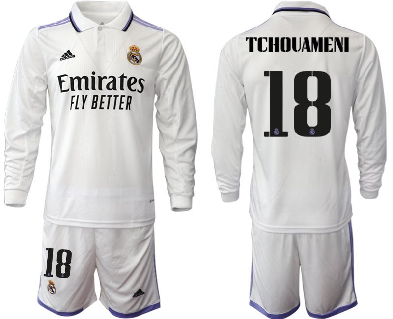 Tchouaméni 18 Real Madrid Heimtrikot 2022-23 weiß Langarm Herren Trikot