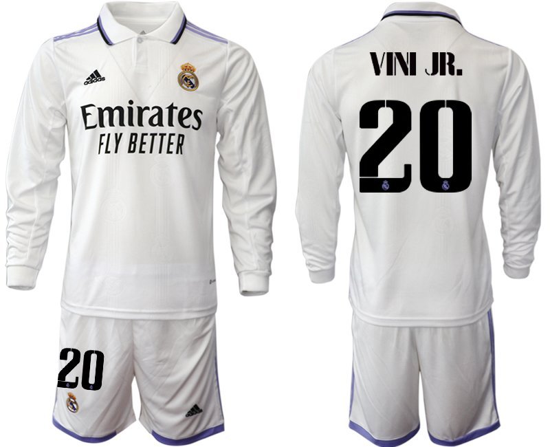 Vini Jr. 20 Real Madrid Heimtrikot 2022-23 weiß Langarm Herren Trikot