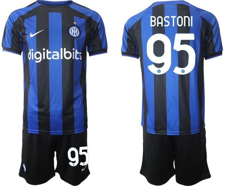 Bastoni 95 Inter Mailand Heimtrikot 2022-23 Fußballtrikot schwarz und blau - Herren