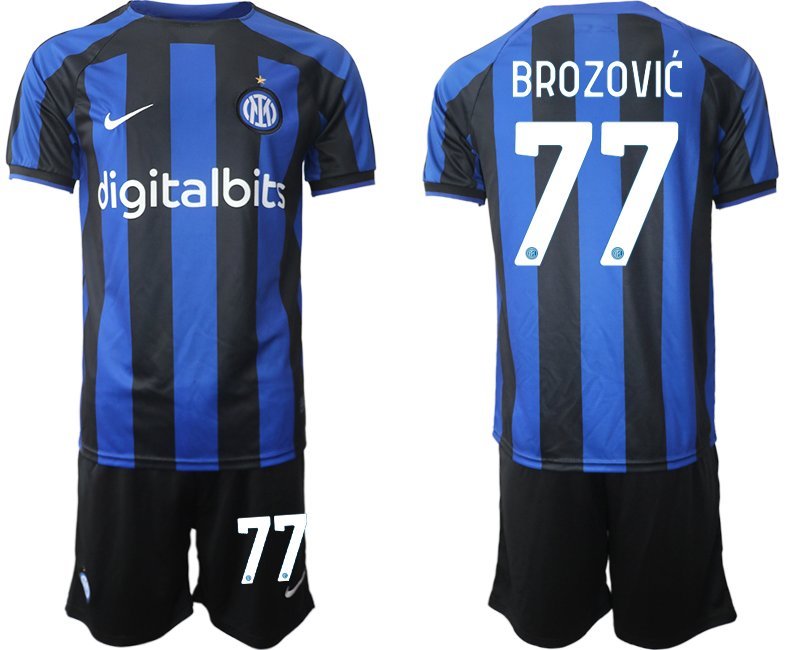 Brozović 77 Inter Mailand Heimtrikot 2022-23 Fußballtrikot schwarz und blau - Herren