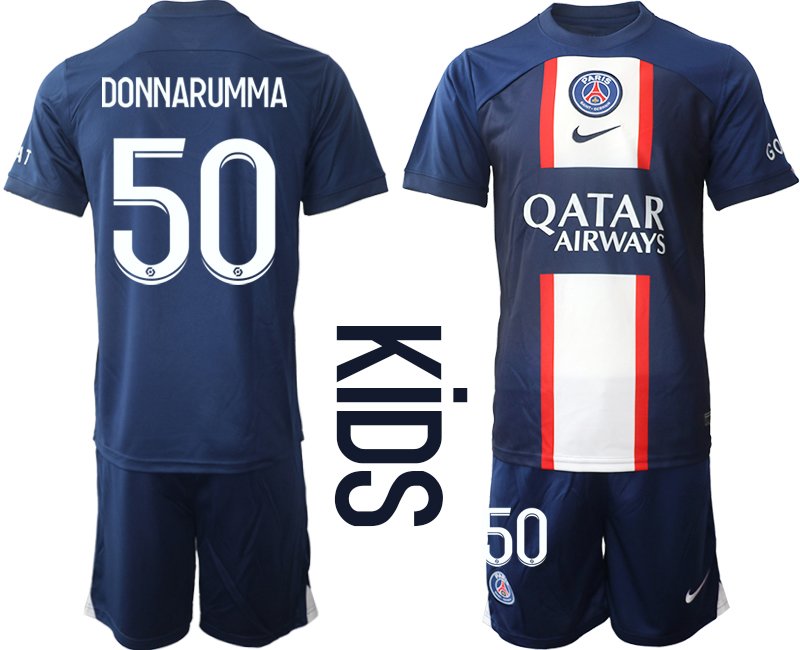 DONNARUMMA 50 PSG Heimtrikot Qatar Airways 2022-23 dunkelblau Trikotsatz - Kinder