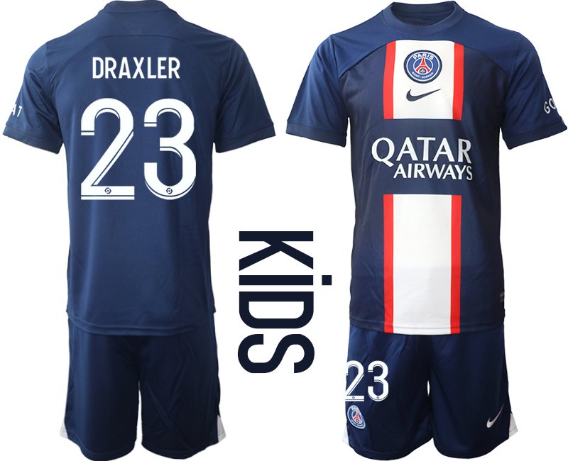 DRAXLER 23 PSG Heimtrikot Qatar Airways 2022-23 dunkelblau Trikotsatz - Kinder