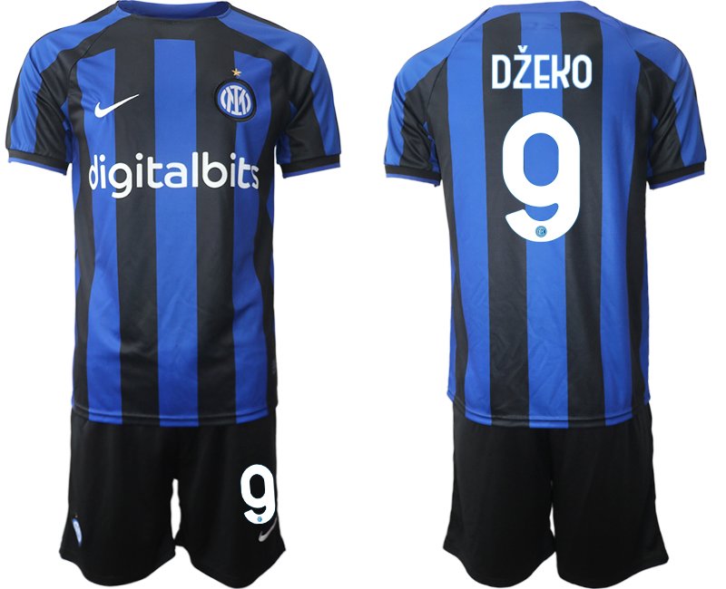 Džeko 9 Inter Mailand Heimtrikot 2022-23 Fußballtrikot schwarz und blau - Herren