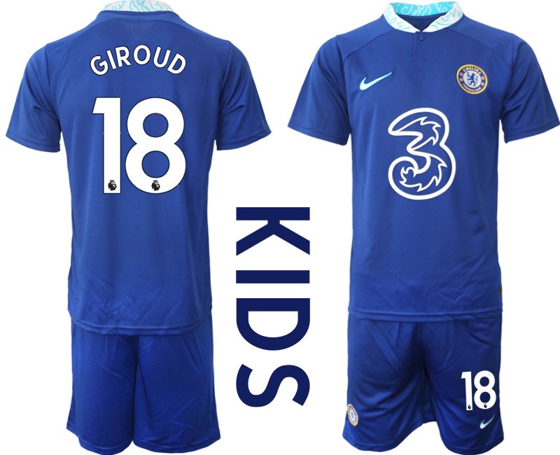 GIROUD 18 Chelsea FC Heimtrikot für 2022-23 Neuen Fußballtrikot blau - Kinder